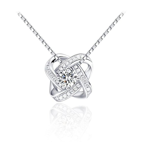 925 Sterling Silver Diamond Infinity Necklace C3 - Picture 6 of 8